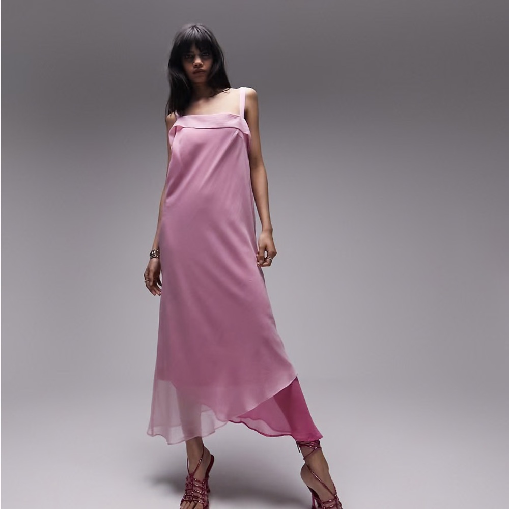 Topshop Two Toned Midi Slip in Dress Whimsical